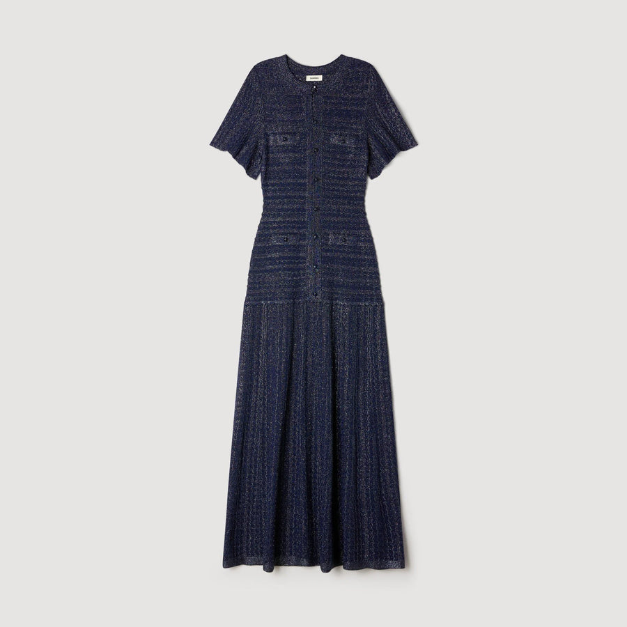 Robe longue tricot lurex - Marine