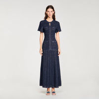 Robe longue tricot lurex - Marine