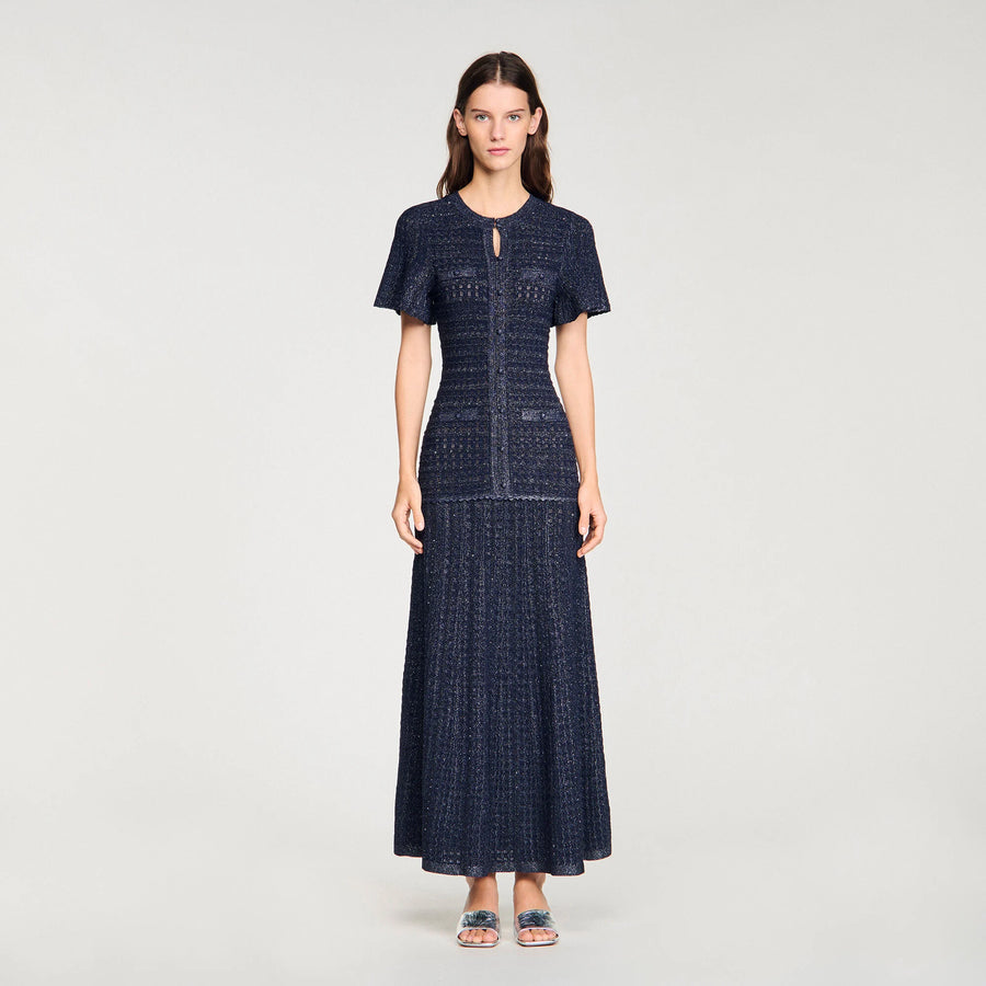 Robe longue tricot lurex - Marine