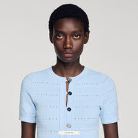 ROBE LONGUE EN MAILLE- BLEU CIEL