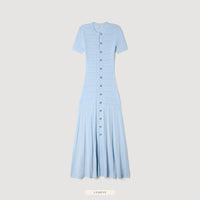 ROBE LONGUE EN MAILLE- BLEU CIEL