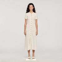 ROBE LONGUE EN MAILLE - VANILLE