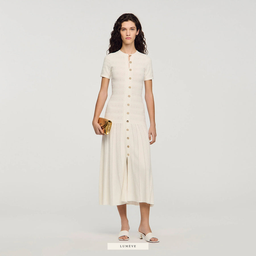 ROBE LONGUE EN MAILLE - VANILLE