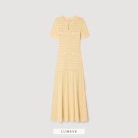 ROBE LONGUE TRICOT LUREX — VANILLE