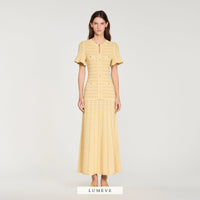 ROBE LONGUE TRICOT LUREX — VANILLE